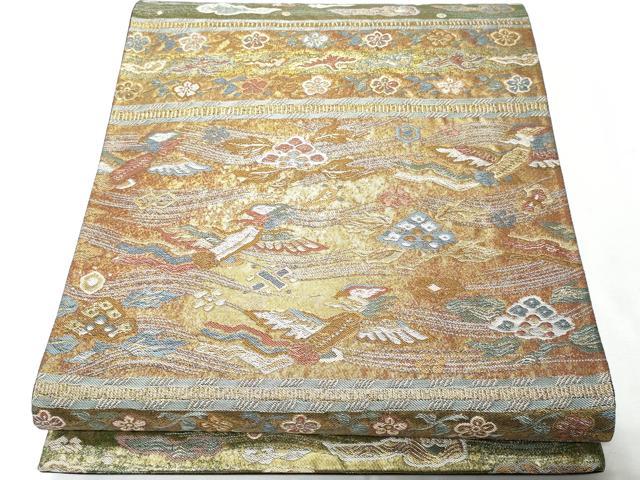 平和屋着物■六通柄袋帯 唐織 瑞雲吉祥文 金糸 正絹 逸品 CAAO8841fb