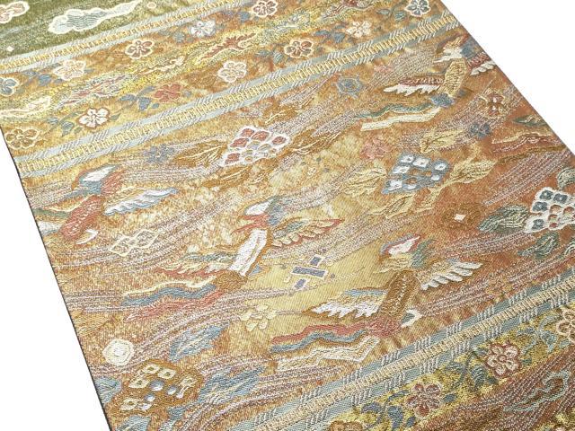 平和屋着物■六通柄袋帯 唐織 瑞雲吉祥文 金糸 正絹 逸品 CAAO8841fb
