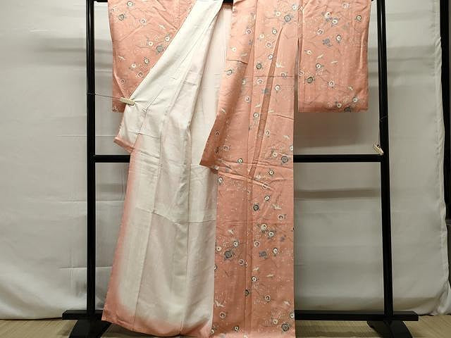 平和屋着物■上質な小紋 飛鶴舞桜文 金彩 正絹 逸品 CAAO9295yk