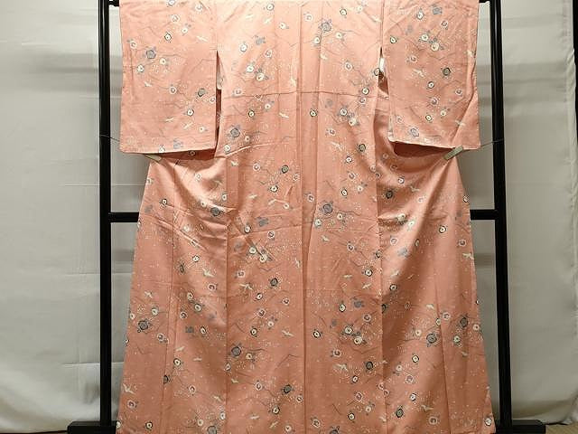 平和屋着物■上質な小紋 飛鶴舞桜文 金彩 正絹 逸品 CAAO9295yk