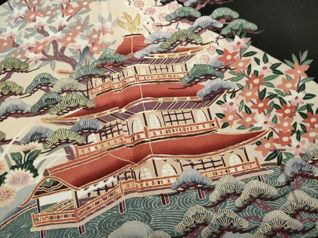 平和屋着物■豪華黒留袖 駒刺繍 風景文 金彩 正絹 逸品 CAAP1906ze