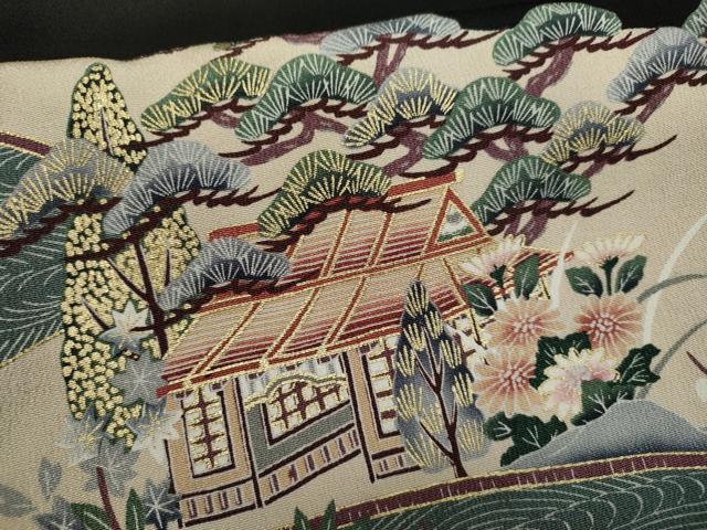 平和屋着物■豪華黒留袖 駒刺繍 風景文 金彩 正絹 逸品 CAAP1906ze