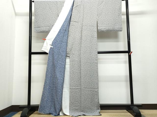 平和屋着物▽上質な小紋 単衣 唐草文 まるやま扱い 正絹 逸品 CAAP4387vf
