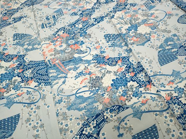 平和屋着物▽上質な小紋 単衣 道長地紙花籠文 正絹 逸品 CAAP5536ut