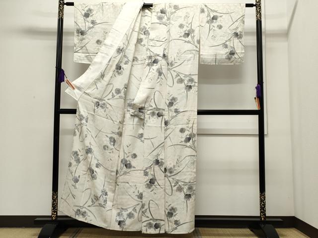 平和屋着物▽上質な小紋 単衣 草花文 金彩 正絹 逸品 CAAP5585ut