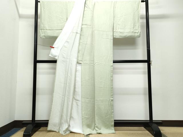 平和屋着物▽江戸小紋 単衣 鮫小紋柄 柳茶色 正絹 逸品 CAAP6373vf