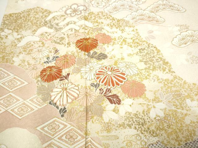 平和屋着物●訪問着 駒刺繍 雪輪草花紋 金彩 正絹 逸品 CAAP7132hy