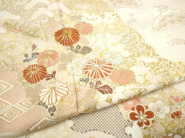 平和屋着物●訪問着 駒刺繍 雪輪草花紋 金彩 正絹 逸品 CAAP7132hy