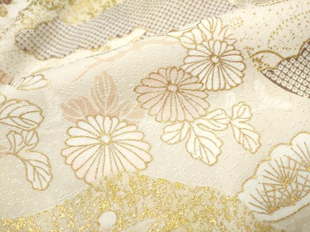 平和屋着物●訪問着 駒刺繍 雪輪草花紋 金彩 正絹 逸品 CAAP7132hy