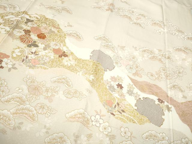 平和屋着物●訪問着 駒刺繍 雪輪草花紋 金彩 正絹 逸品 CAAP7132hy