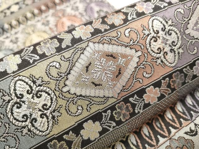 平和屋着物●両面 半幅帯 吉祥花唐草文 小川宏征作 証紙付き 正絹 逸品 CAAP7195hy