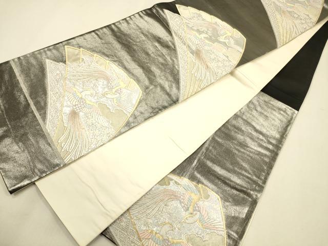 平和屋着物◎六通柄袋帯 扇面花鳥文 金糸 引箔 正絹 逸品 CAAP8254ft