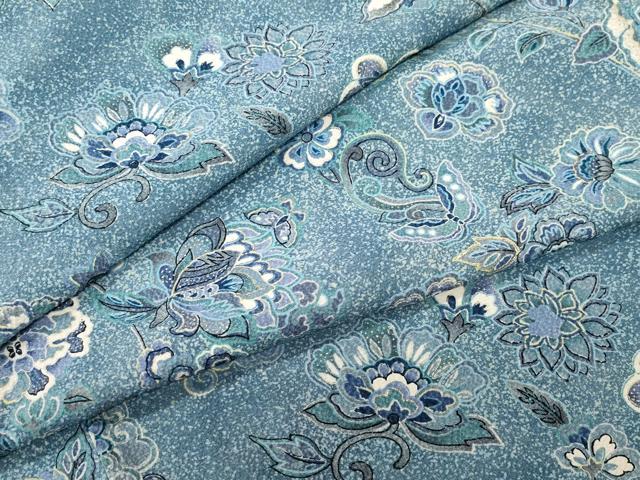平和屋着物▽上質な小紋 単衣 更紗花蝶唐草文 金彩 正絹 逸品 CAAQ0002vf