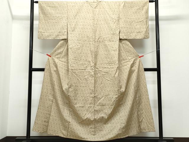 平和屋着物▽上質な紬 単衣 絣文様 正絹 逸品 CAAQ0007vf
