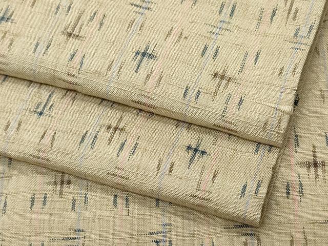 平和屋着物▽上質な紬 単衣 絣文様 正絹 逸品 CAAQ0007vf
