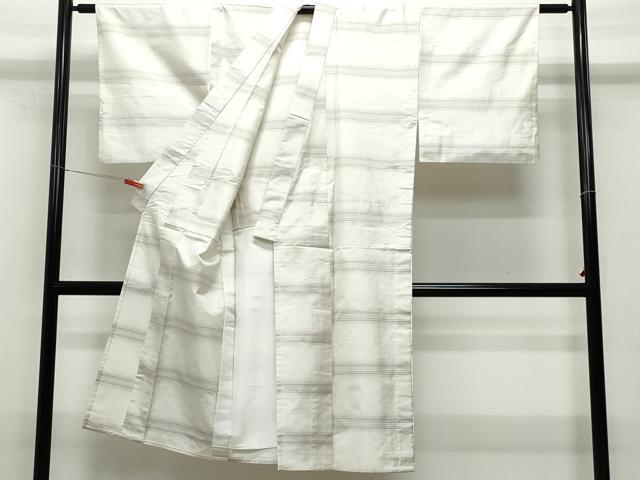 平和屋着物▽男性 紬 単衣 横段文 正絹 逸品 CAAQ0016vf