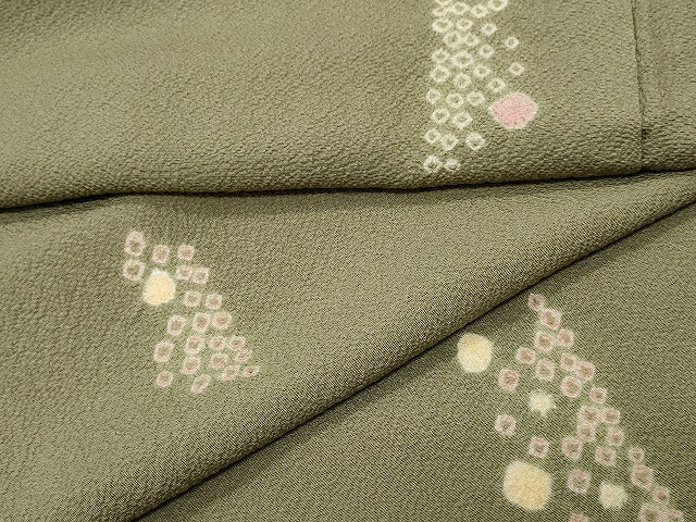 平和屋着物▽上質な小紋 単衣 絞り 抽象文 正絹 逸品 CAAQ0019vf