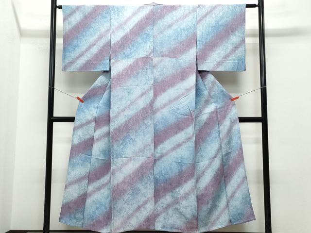 平和屋着物▽上質な小紋 単衣 ふくれ織 霞斜線文 正絹 逸品 CAAQ0023vf