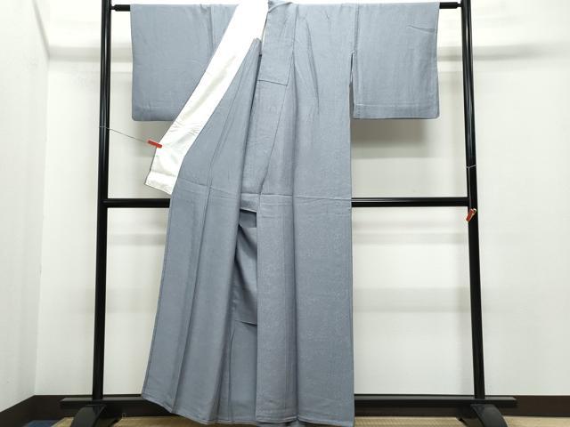 平和屋着物▽上質な色無地 単衣 草花地紋 藤煤竹色 正絹 逸品 CAAQ0024vf