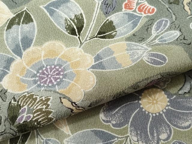 平和屋着物▽上質な小紋 単衣 更紗花唐草文 正絹 逸品 未使用 CAAQ0027vf
