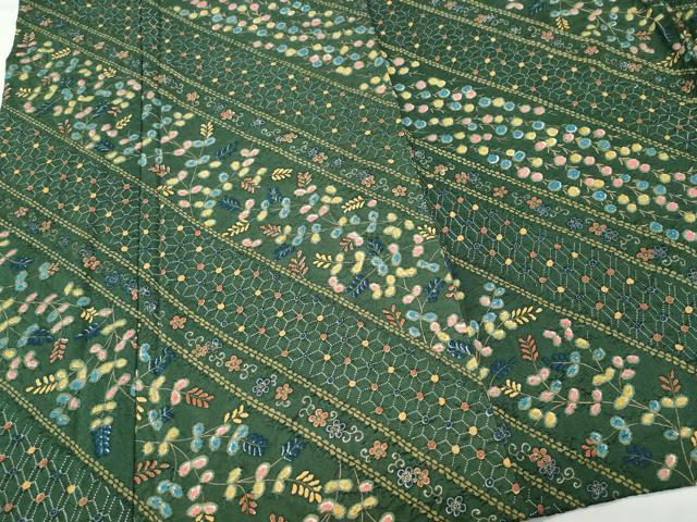 平和屋着物▽上質な小紋 単衣 絞り 草花文 金彩 正絹 逸品 CAAQ0036vf
