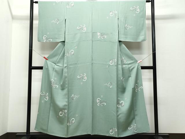 平和屋着物▽上質な小紋 単衣 舞蝶花文 金彩 正絹 逸品 CAAQ0038vf