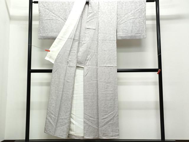 平和屋着物▽上質な色無地 単衣 舞花地紋 源氏鼠色 正絹 逸品 CAAQ0039vf