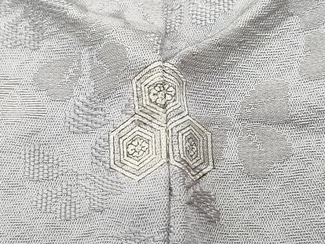 平和屋着物▽上質な色無地 単衣 舞花地紋 源氏鼠色 正絹 逸品 CAAQ0039vf