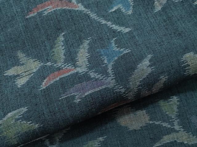 平和屋着物▽上質な紬 単衣 舞葉文 正絹 逸品 CAAQ0044vf