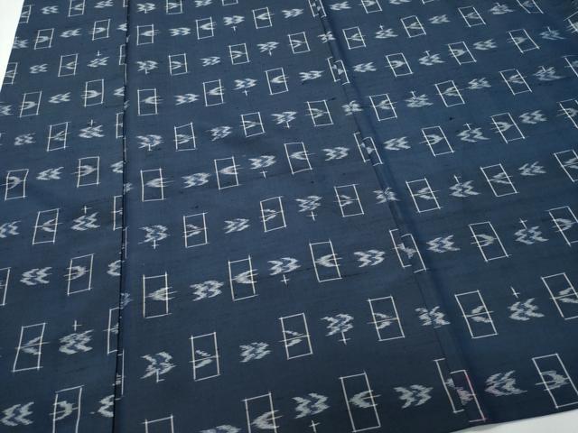 平和屋着物▽上質な紬 単衣 絣文様 正絹 逸品 CAAQ0045vf
