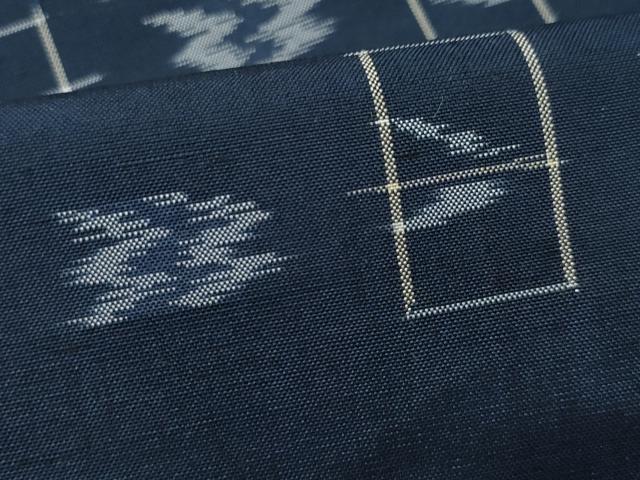 平和屋着物▽上質な紬 単衣 絣文様 正絹 逸品 CAAQ0045vf