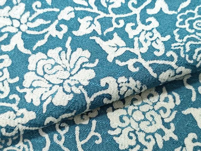 平和屋着物▽上質な小紋 単衣 花唐草文 正絹 逸品 CAAQ0049vf