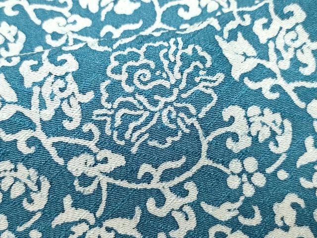 平和屋着物▽上質な小紋 単衣 花唐草文 正絹 逸品 CAAQ0049vf