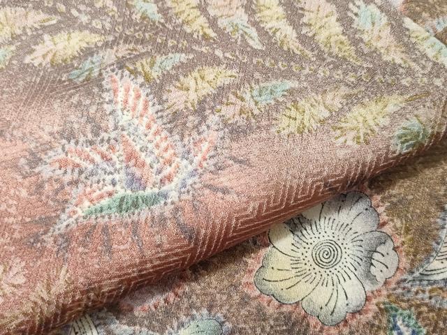 平和屋着物▽上質な小紋 単衣 花鳥文 正絹 逸品 CAAQ0056vf