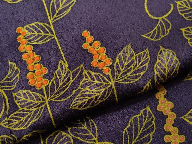 平和屋着物▽訪問着 単衣 刺繍 南天唐草文 正絹 逸品 CAAQ0057vf