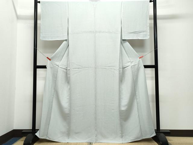 平和屋着物▽上質な色無地 単衣 紗綾形地紋 青磁鼠色 正絹 逸品 未使用 CAAQ0058vf