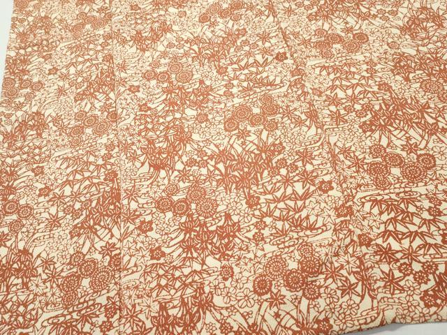 平和屋着物▽上質な小紋 単衣 型染め 草花文 鬼しぼ縮緬 正絹 逸品 CAAQ0060vf