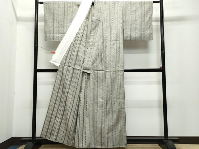 平和屋着物▽上質な紬 単衣 吉祥間道 正絹 逸品 CAAQ0062vf