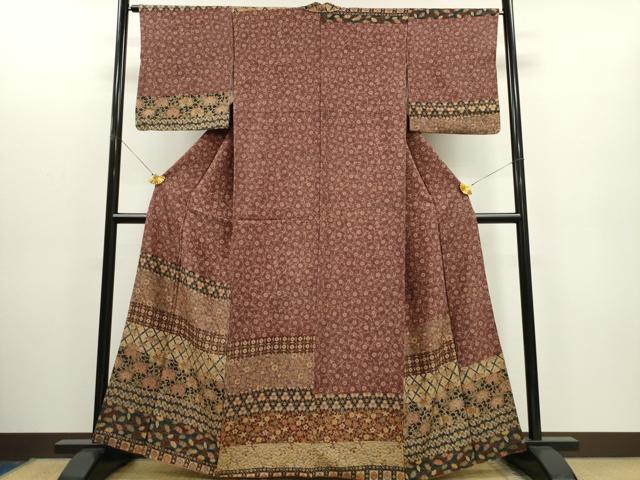 ［1196］訪問着 美品 草葉吉祥文 たたき染 逸品 正絹 着物 袷 1196］訪問着 美品 草葉吉祥文 たたき染 逸品 正絹 着物 袷