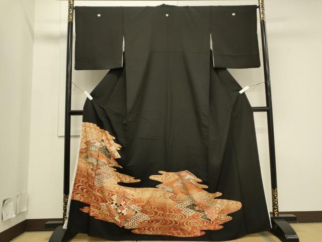 平和屋着物■豪華黒留袖 吉祥松文 金彩 正絹 逸品 CAAQ1708th