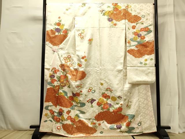 平和屋着物□豪華振袖 駒刺繍 草花文 正絹 逸品 CAAQ1839th