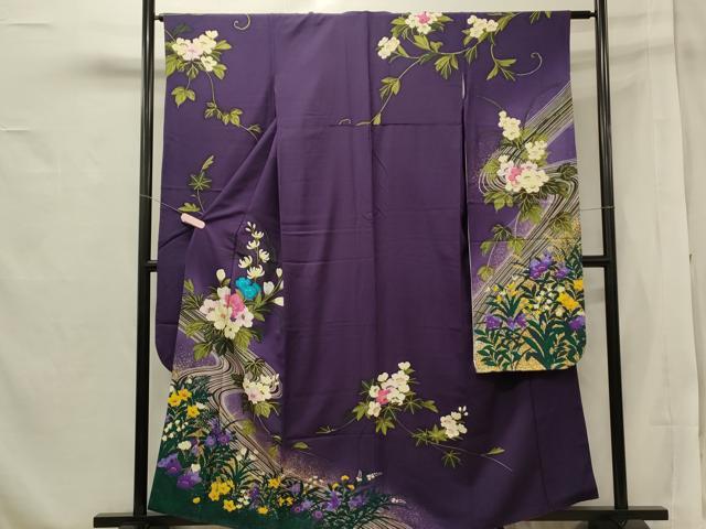 平和屋着物□豪華振袖 駒刺繍 草花文 金彩 正絹 逸品 CAAQ1901th