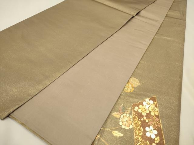 平和屋着物■太鼓柄袋帯 唐織 枝花吉祥文 金銀彩 正絹 逸品 CAAQ3432ak