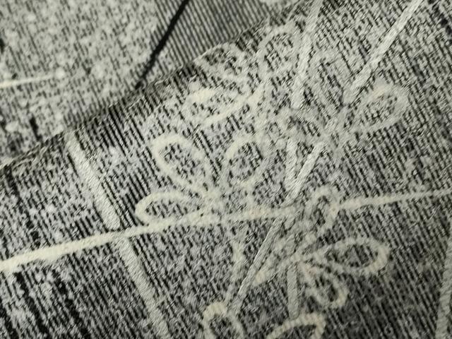 平和屋着物▽訪問着 単衣 刺繍 草花文 黒地 金銀彩 正絹 逸品 CAAQ5116dy