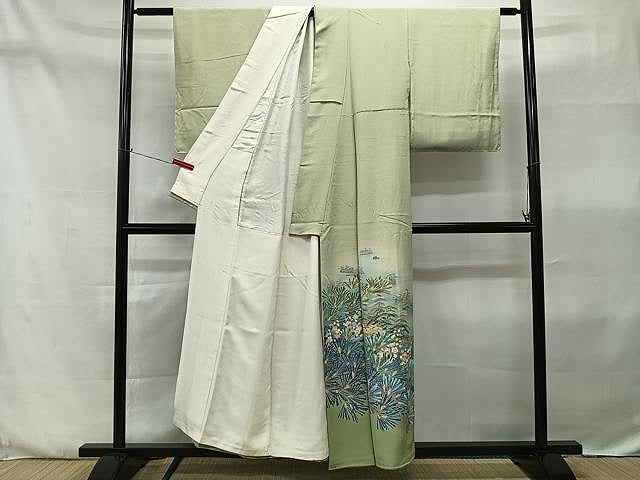 平和屋着物■阿部佳雪作 色留袖 風景花文 正絹 逸品 BAAS6316kb