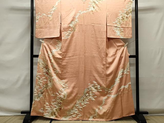 ブランド美品振袖 金駒刺繍 黒 金 吉祥花紋 豪華 正絹 フル