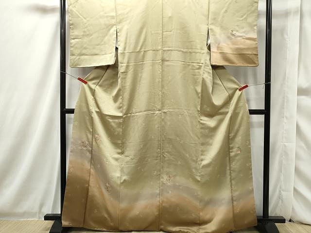 訪問着 金彩 紋意匠 鳥 蜀江文 葡萄唐草 横段 正絹 躾糸付き X177 新品未使用 裄68 特選！躾糸付 更紗 付下 訪問着 袷 金彩 花唐草