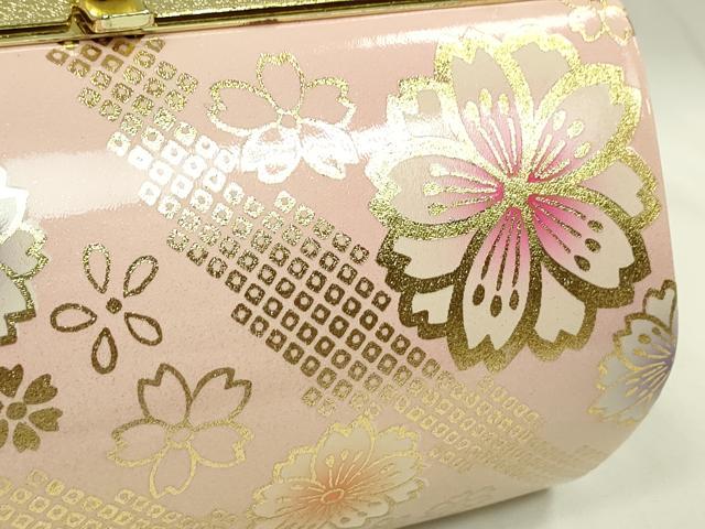 平和屋着物●和装小物 和装バッグ ハンドバッグ 桜鹿の子斜線文 金彩 振袖 逸品 未使用 CAAQ8078ju