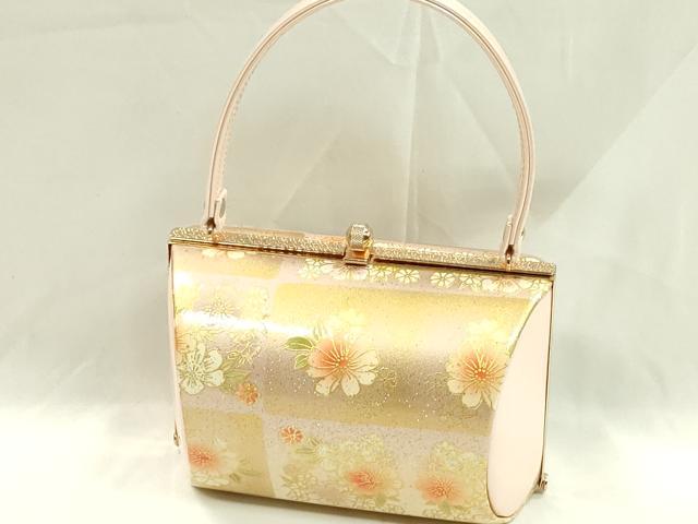 平和屋着物●和装小物 和装バッグ ハンドバッグ 草花文 金彩 逸品 CAAQ8081ju