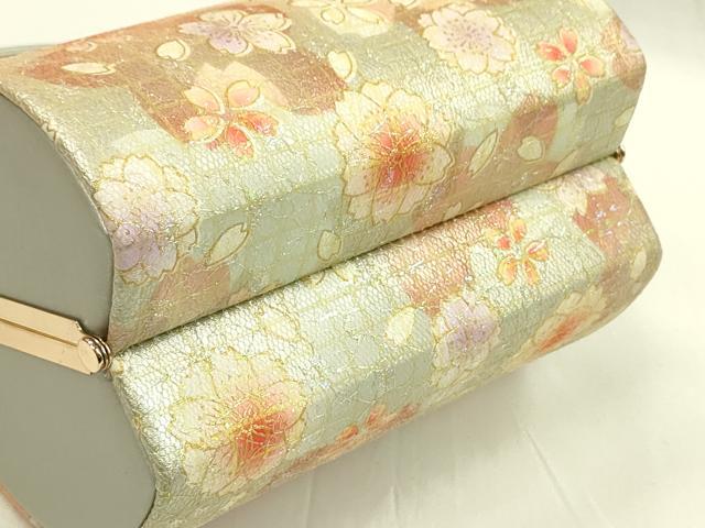 平和屋着物●和装小物 和装バッグ ハンドバッグ 格子舞花文 金彩 ラメ糸 逸品 CAAQ8091ju